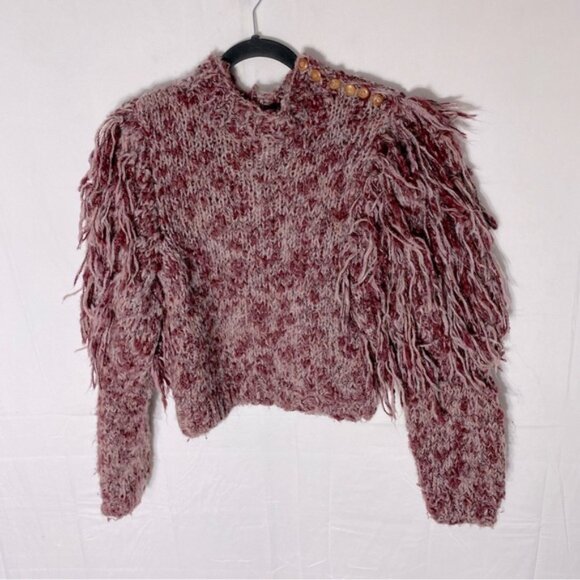 Vintage Gil Aimbez Static Avant Garde Handmade Burgundy Shaggy Sleeve Sweater S - Picture 15 of 15